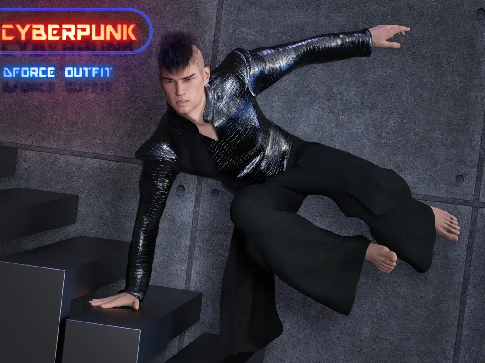 dForce CyberPunk Outfit for Genesis 8 Male_DAZ3D下载站