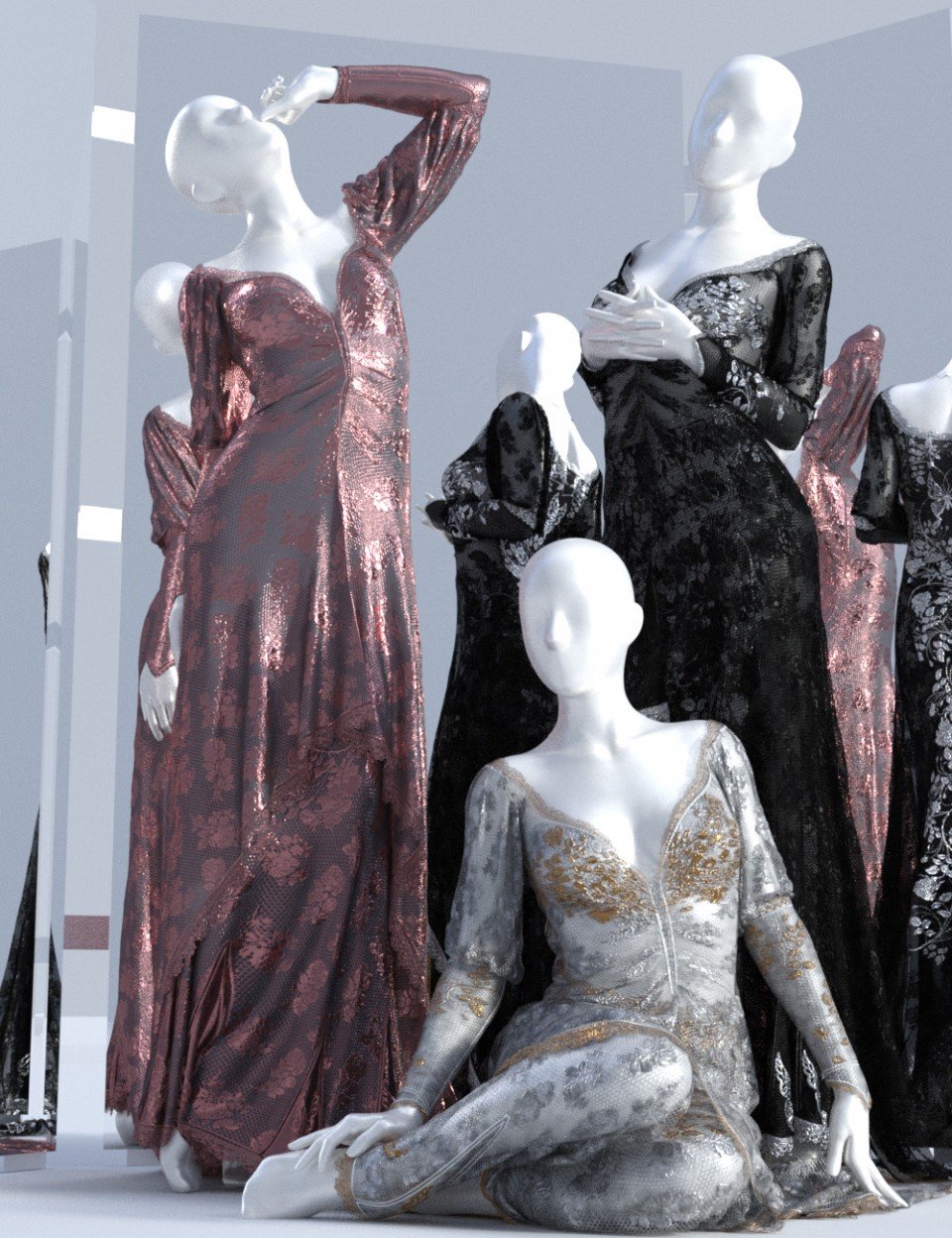 dForce Duchess Dress for Genesis 3 and 8 Female(s)_DAZ3D下载站