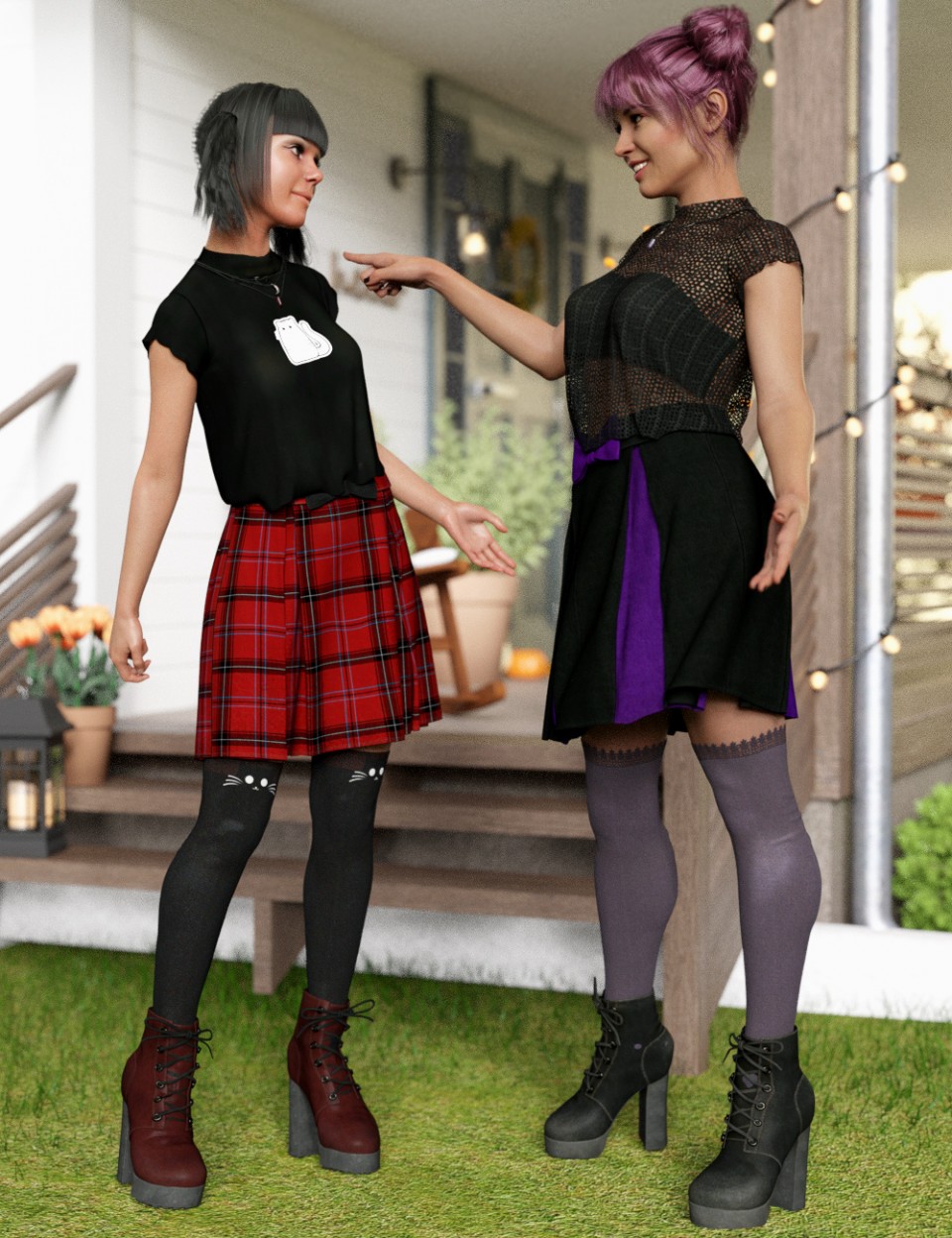 dForce Emo Style Outfit Textures_DAZ3D下载站