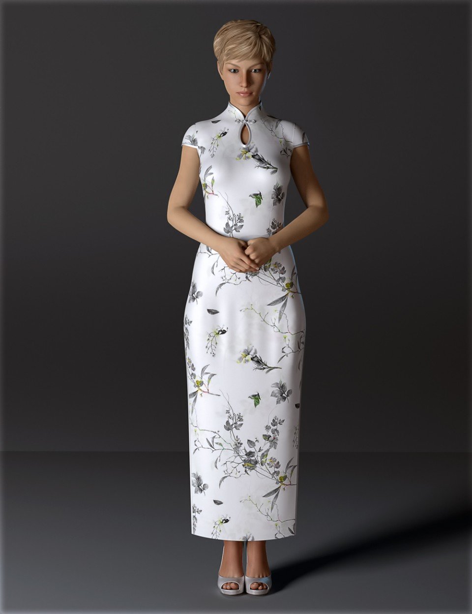 dForce H&C Long Qipao Dress for Genesis 8 Female(s)_DAZ3D下载站