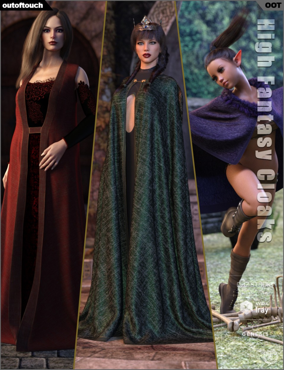 dForce High Fantasy Cloaks for Genesis 8 Female(s)_DAZ3D下载站