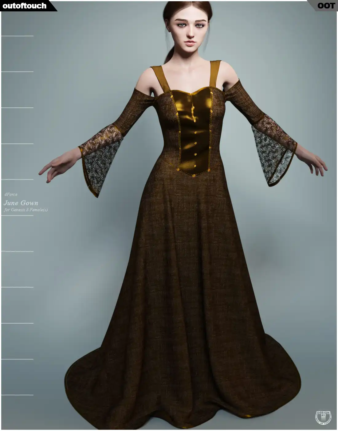 dForce June Gown for Genesis 8 Females_DAZ3D下载站