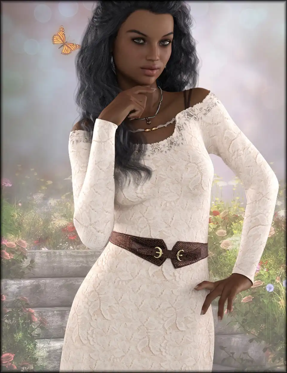 dForce Open Shoulder Dress Textures_DAZ3D下载站