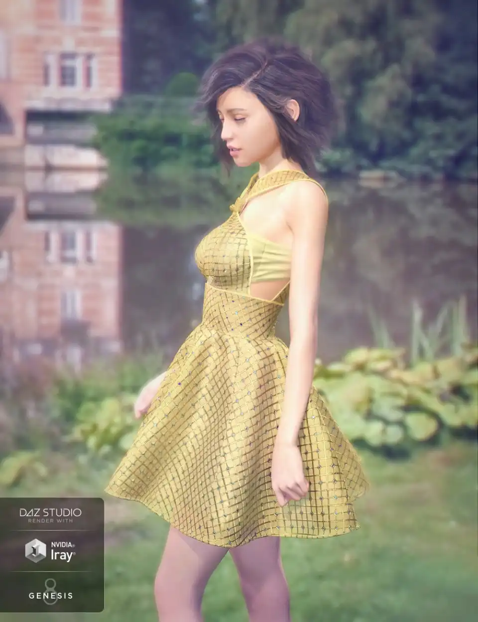 dForce Sparkle Dress for Genesis 8 Female(s)_DAZ3D下载站