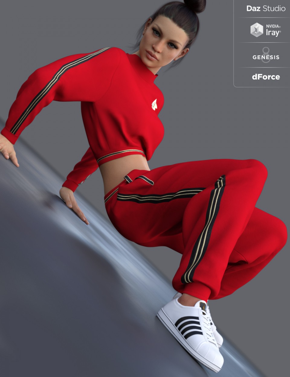 dForce Sporty Babe Outfit for Genesis 8 Female(s)_DAZ3D下载站
