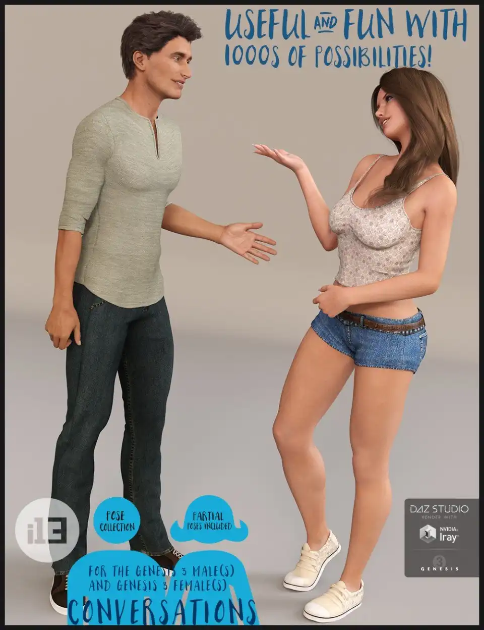 i13 Conversations Pose Collection for the Genesis 3 Male(s) and Genesis 3 Female(s)_DAZ3DDL