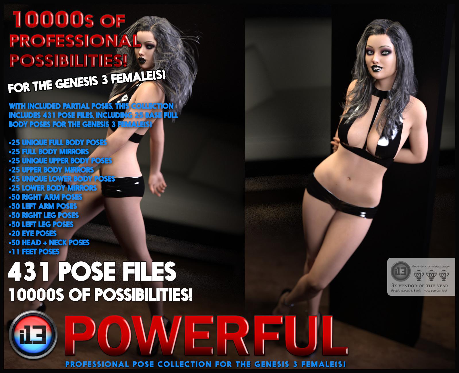 i13 POWERFUL Mega Organized Pose Collection for the Genesis 3 Female(s)_DAZ3D下载站