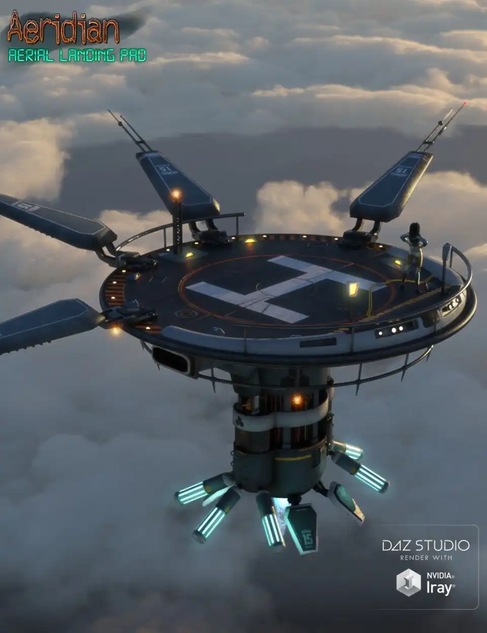 Aeridian Aerial Landing Pad & Platforms_DAZ3D下载站