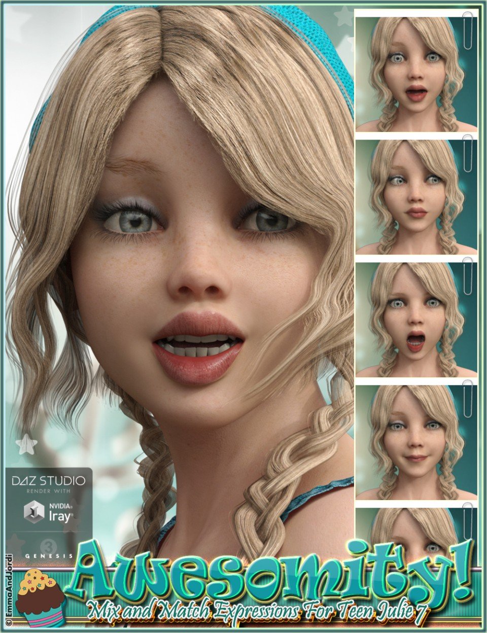 Awesomity Mix and Match Expressions for Tween Julie 7 and Genesis 3 Female(s)_DAZ3D下载站
