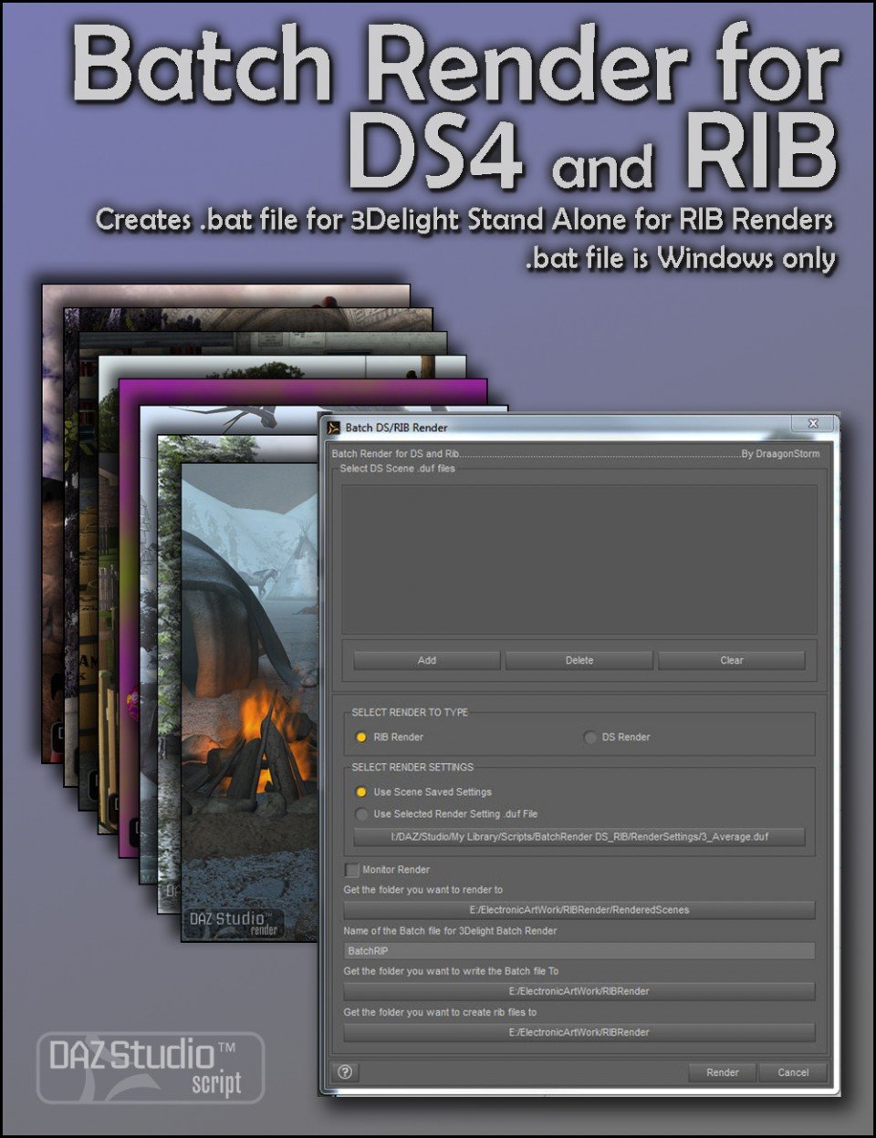 Batch Render for DAZ Studio 4 and RIB_DAZ3D下载站