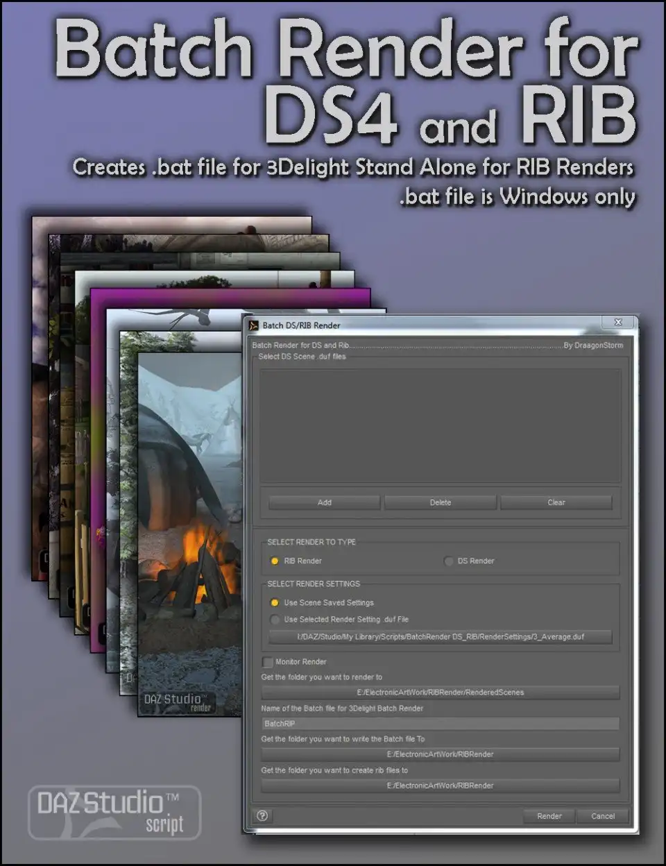 Batch Render for DAZ Studio 4 and RIB_DAZ3D下载站