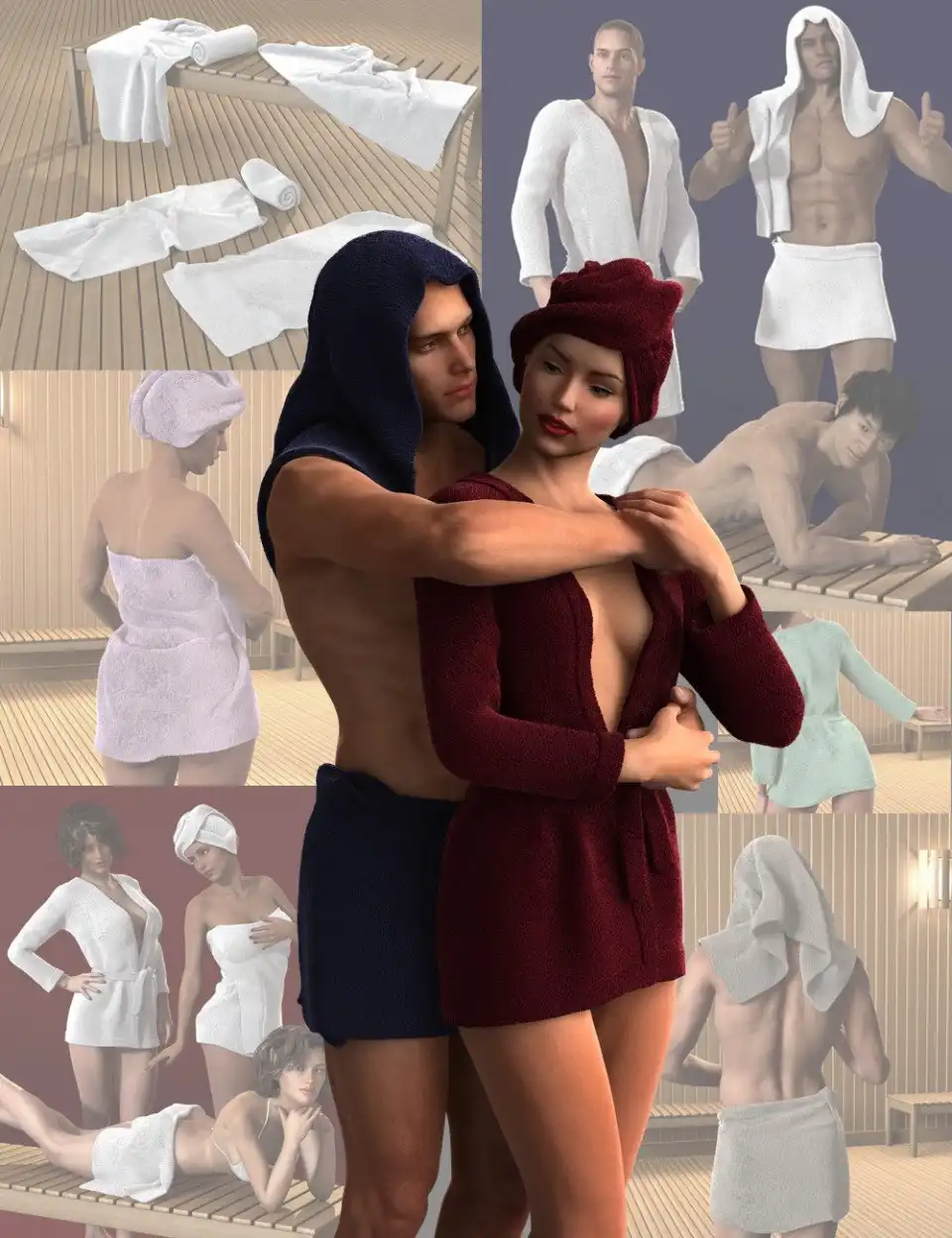 Bath Wear Bundle for Genesis 2 Male(s) and Female(s)_DAZ3D下载站