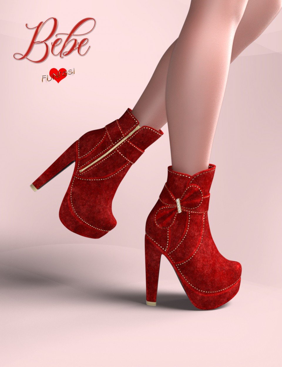Bebe Bow Booties for Genesis 8 Female(s)_DAZ3D下载站
