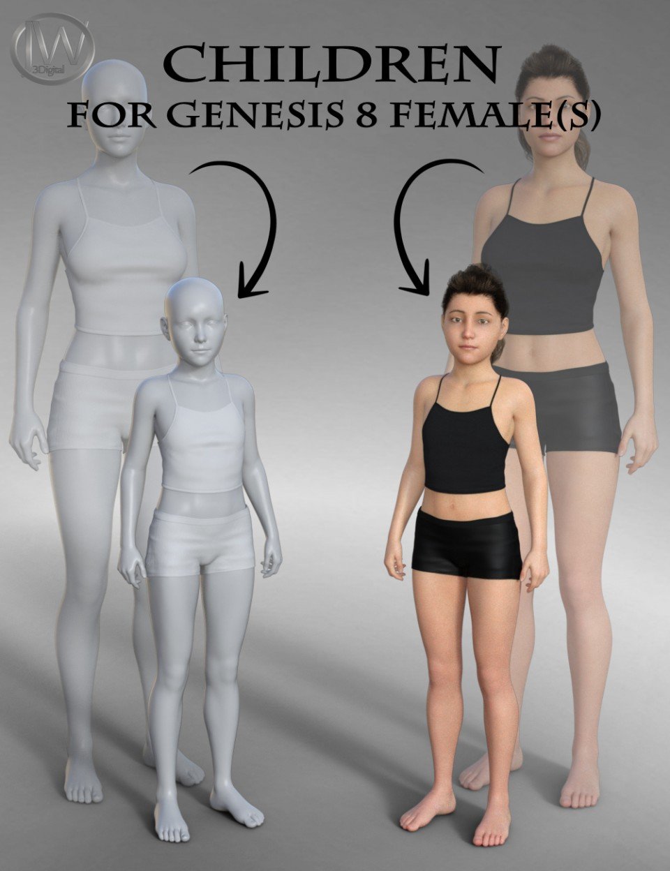 Body Shapes: Children for Genesis 8 Female_DAZ3D下载站