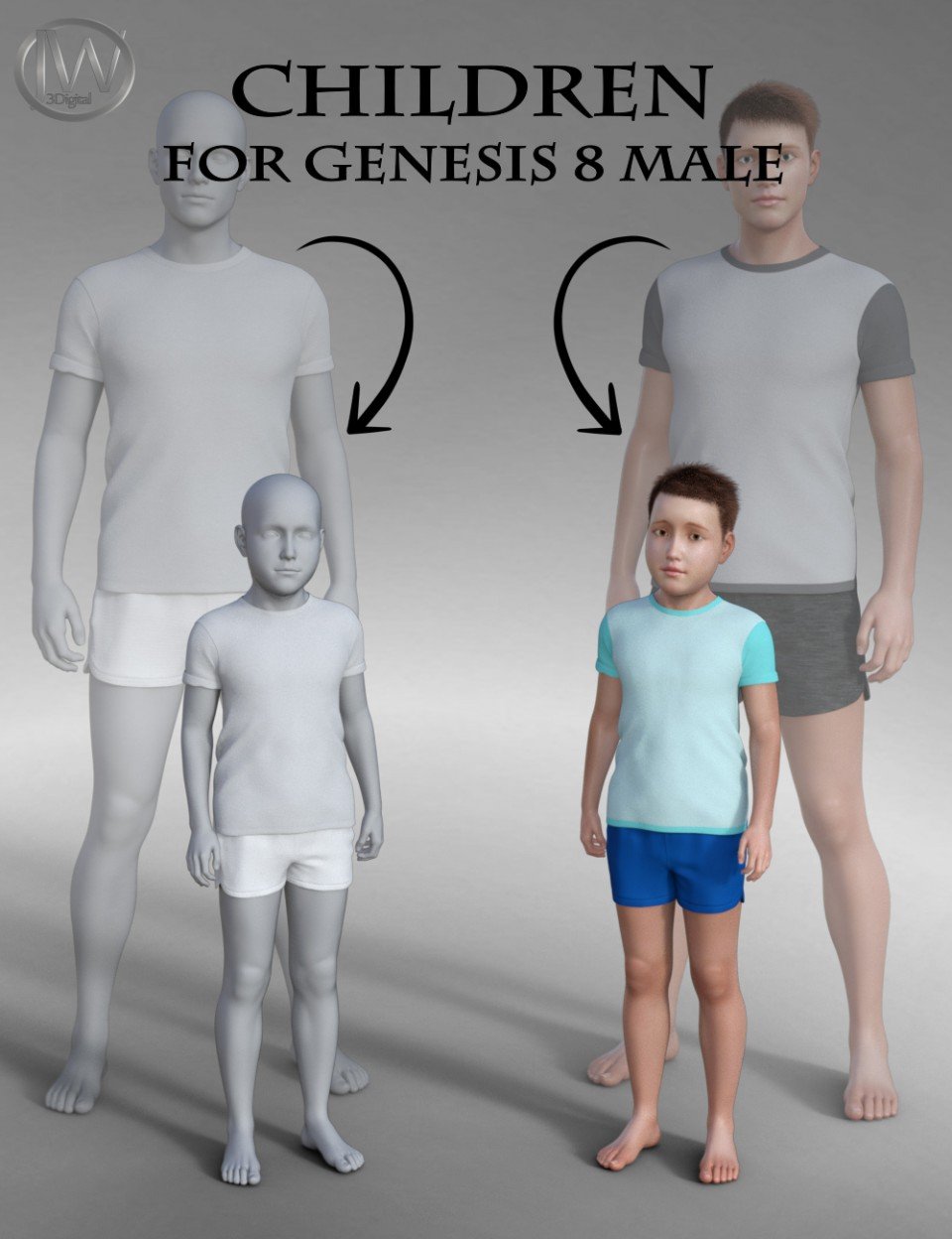 Body Shapes: Children for Genesis 8 Male_DAZ3D下载站
