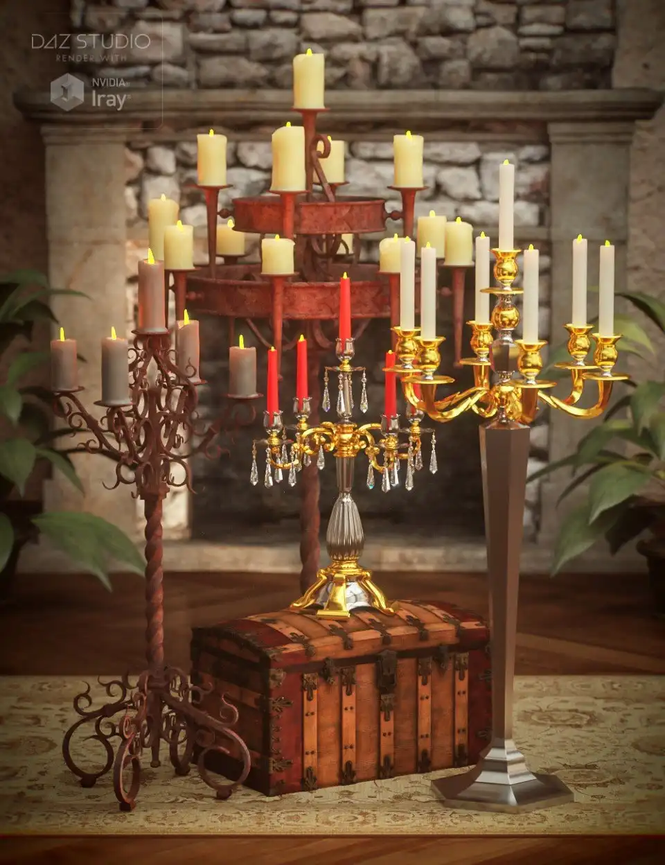Candelabras with Morphing Candle_DAZ3DDL