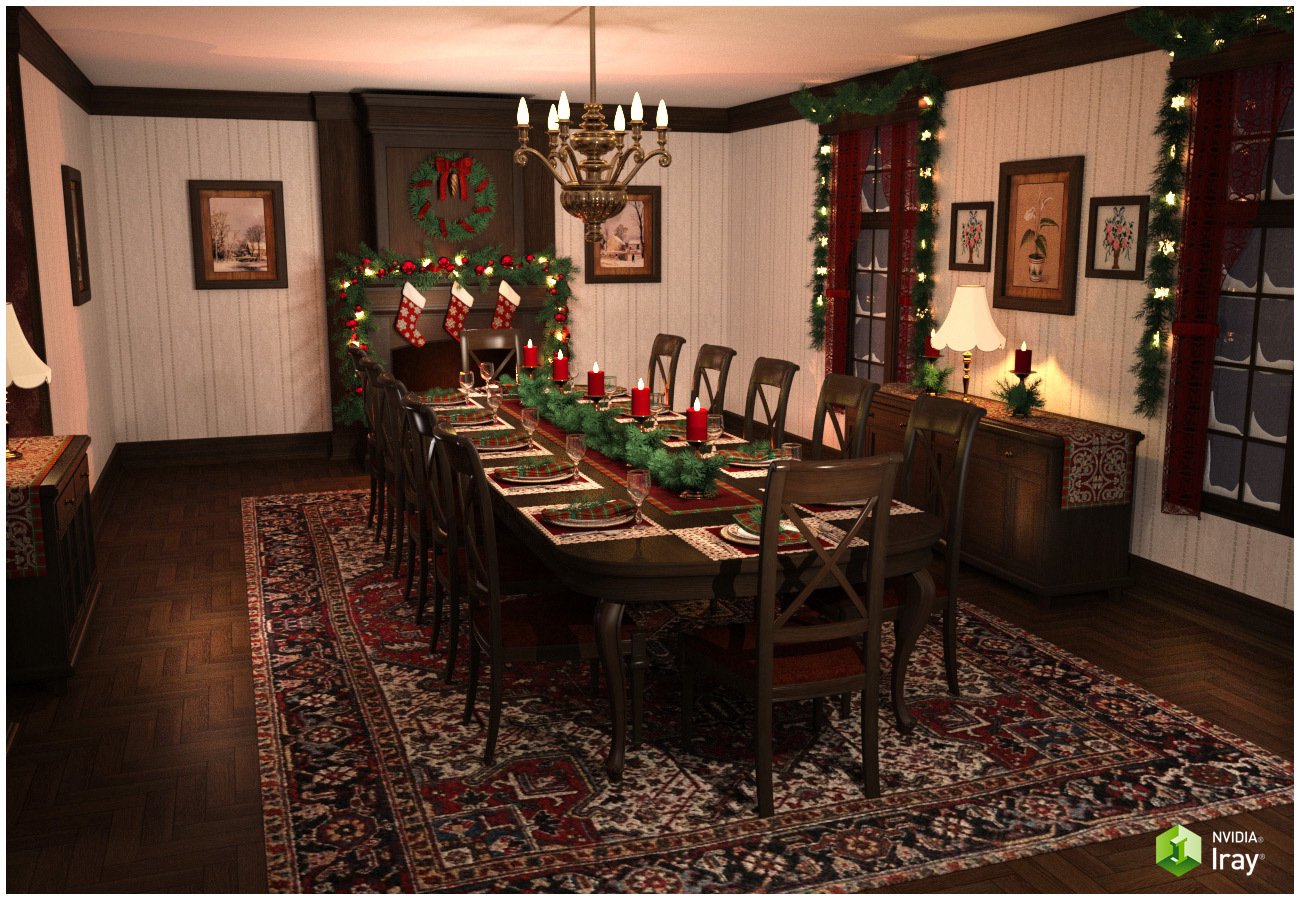 Christmas Dining Room_DAZ3D下载站