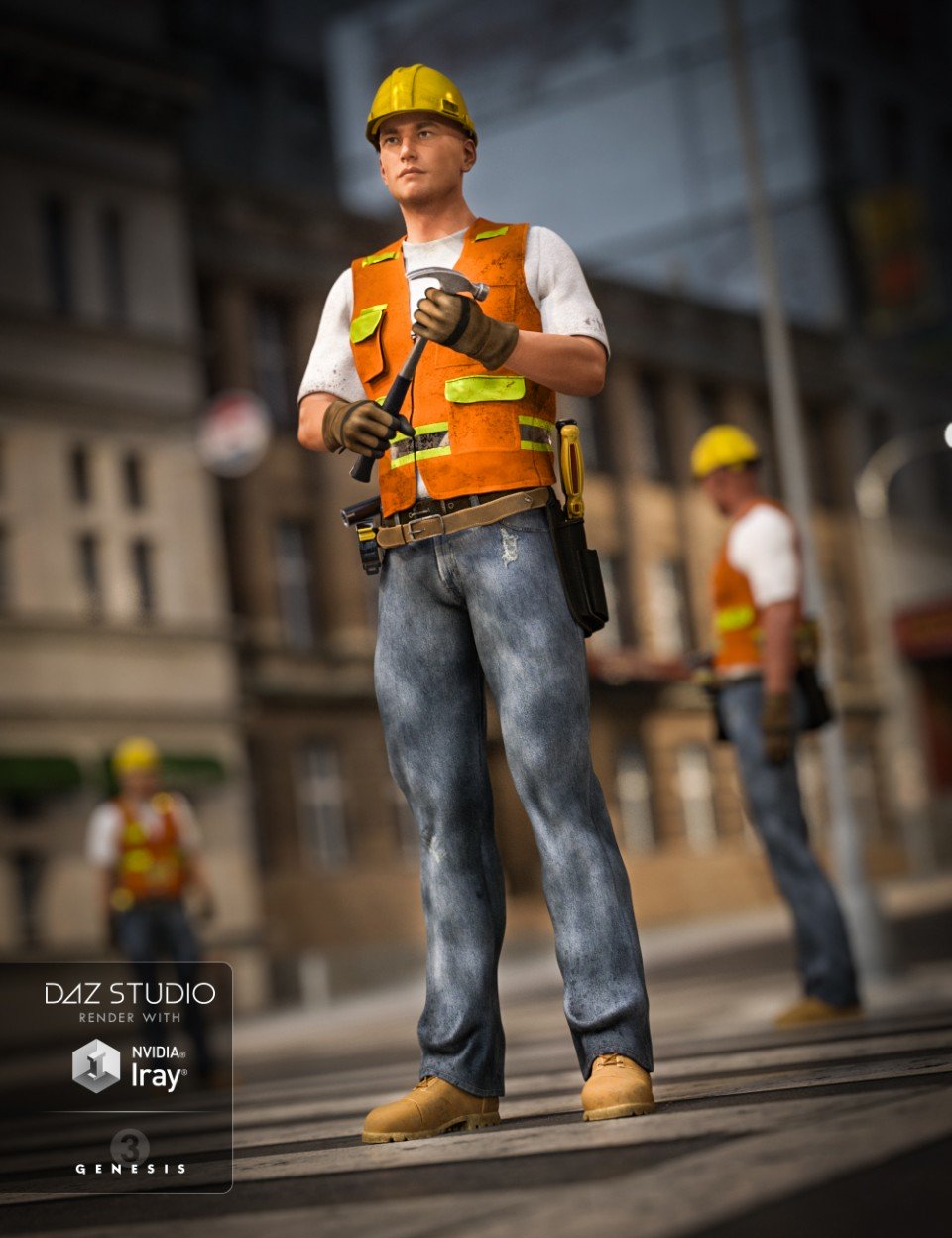 Construction Worker Outfit for Genesis 2 and Genesis 3 Male(s)_DAZ3D下载站
