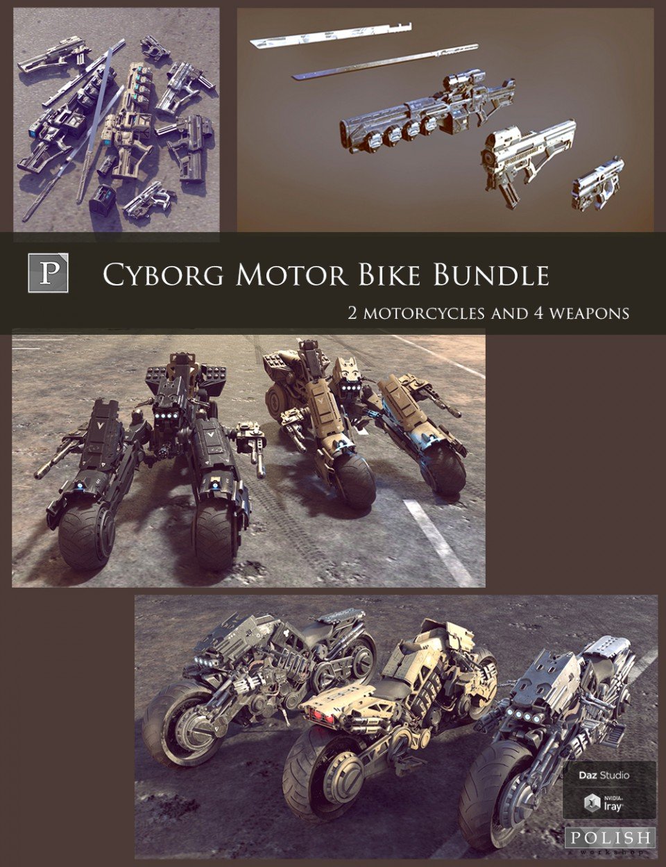 Cyborg Motor Bike Bundle_DAZ3D下载站