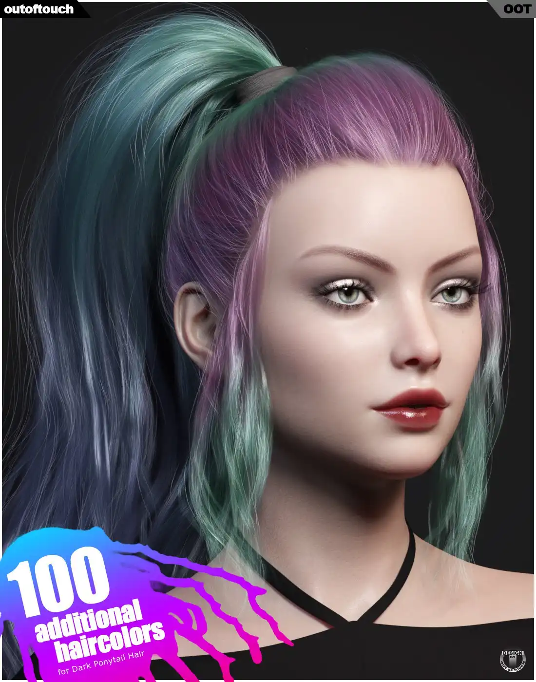 Dark Ponytail Hair Texture Expansion_DAZ3DDL