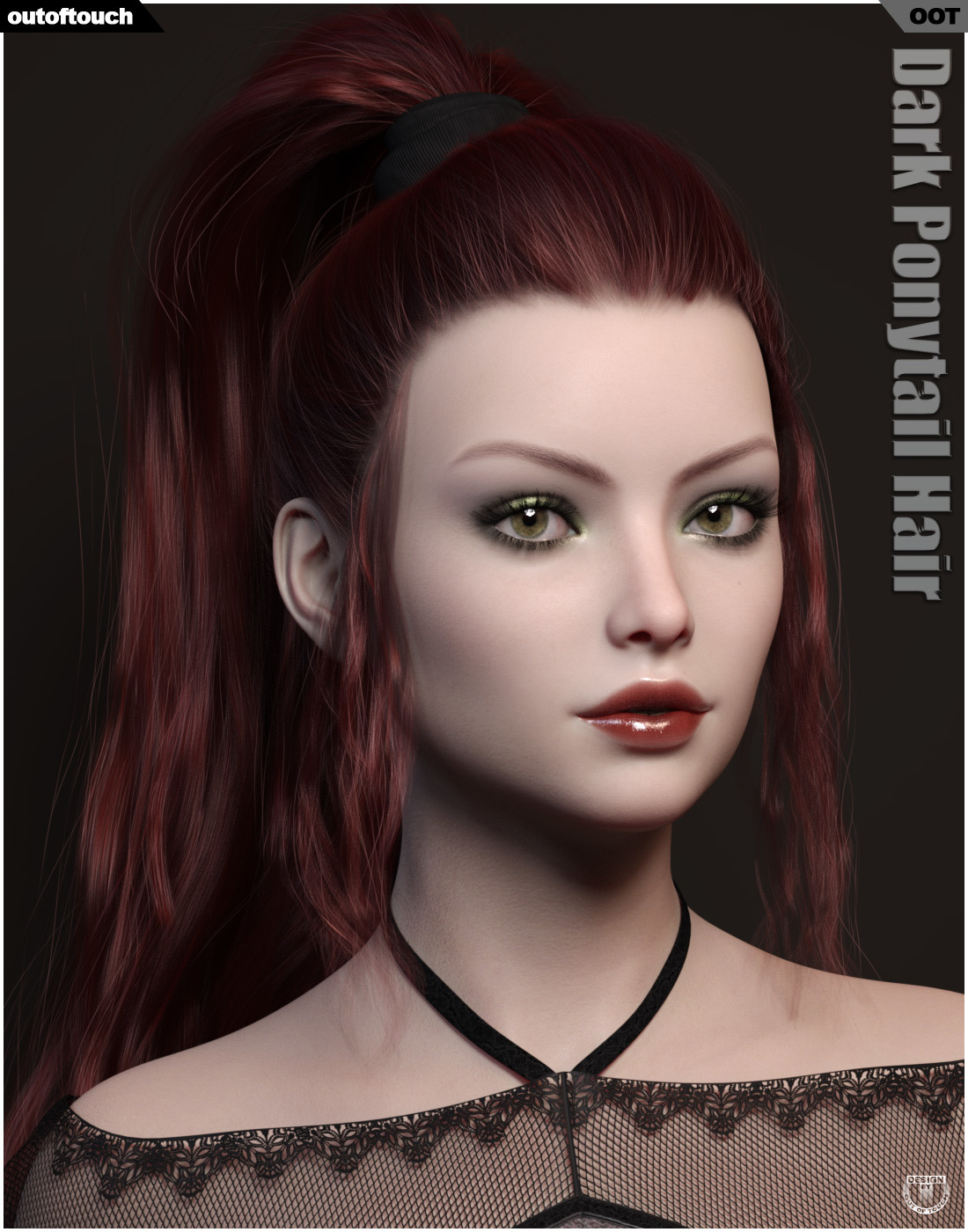Dark Ponytail Hair for Genesis 3 and 8 Female_DAZ3D下载站