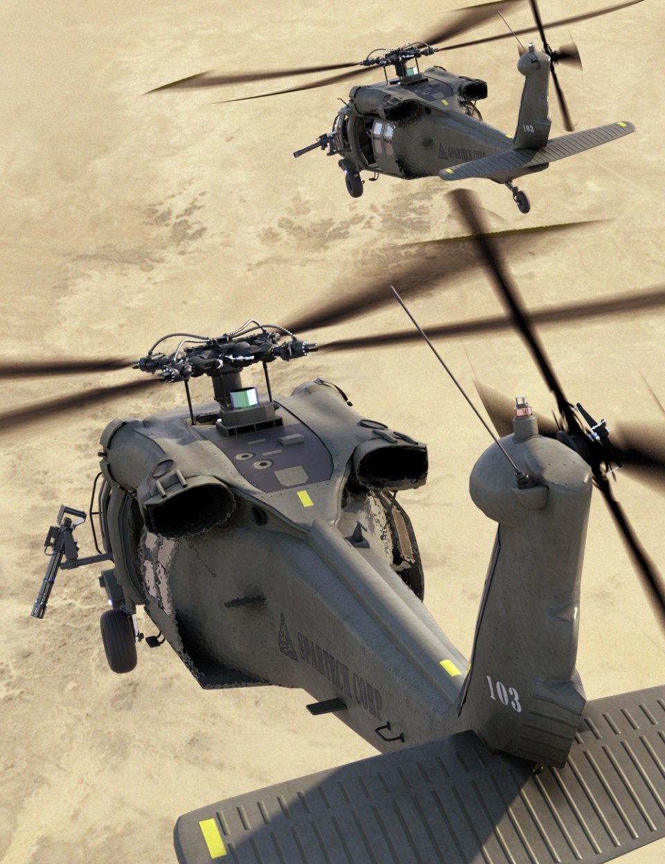 DarkHawk Helicopter_DAZ3D下载站
