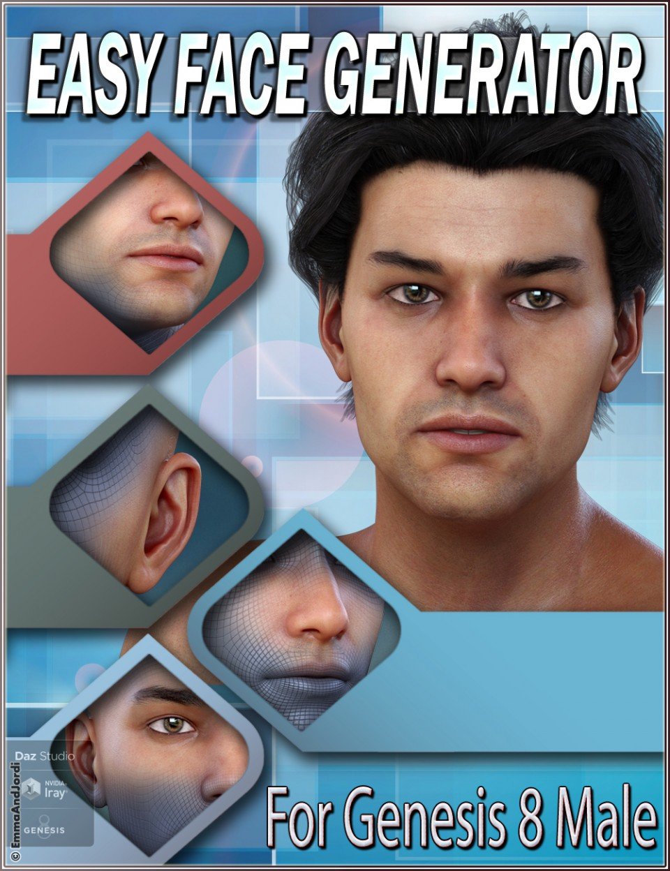 EJ Easy Face Generator For Genesis 8 Male(s)_DAZ3D下载站