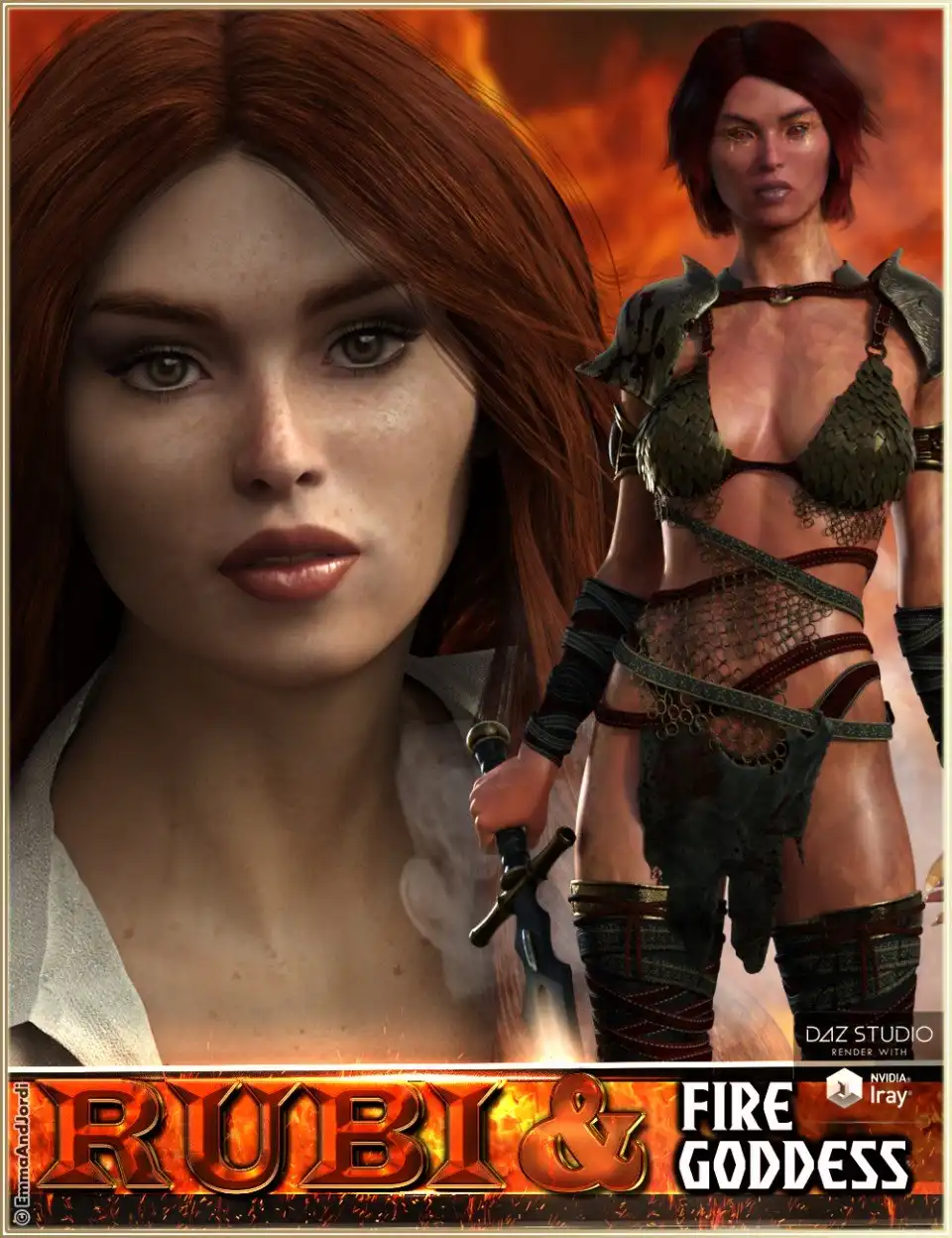 EJ Rubi and Fire Goddess for Genesis 3 Female_DAZ3D下载站
