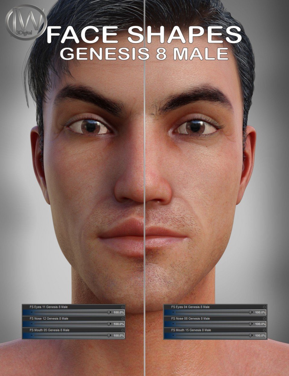 Face Shapes for Genesis 8 Male_DAZ3D下载站