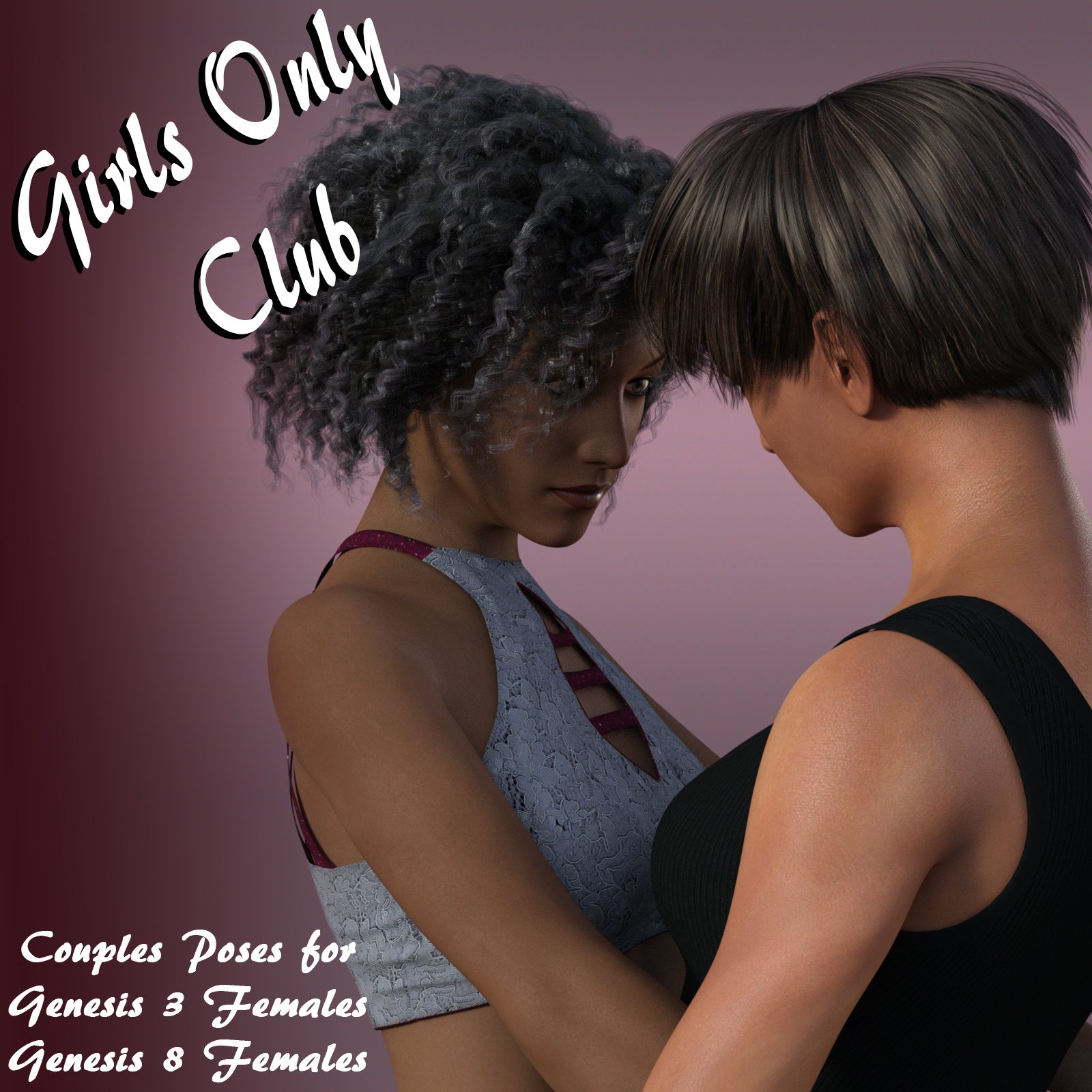 Girls Only Club: Couples Poses for G3F and G8F_DAZ3D下载站