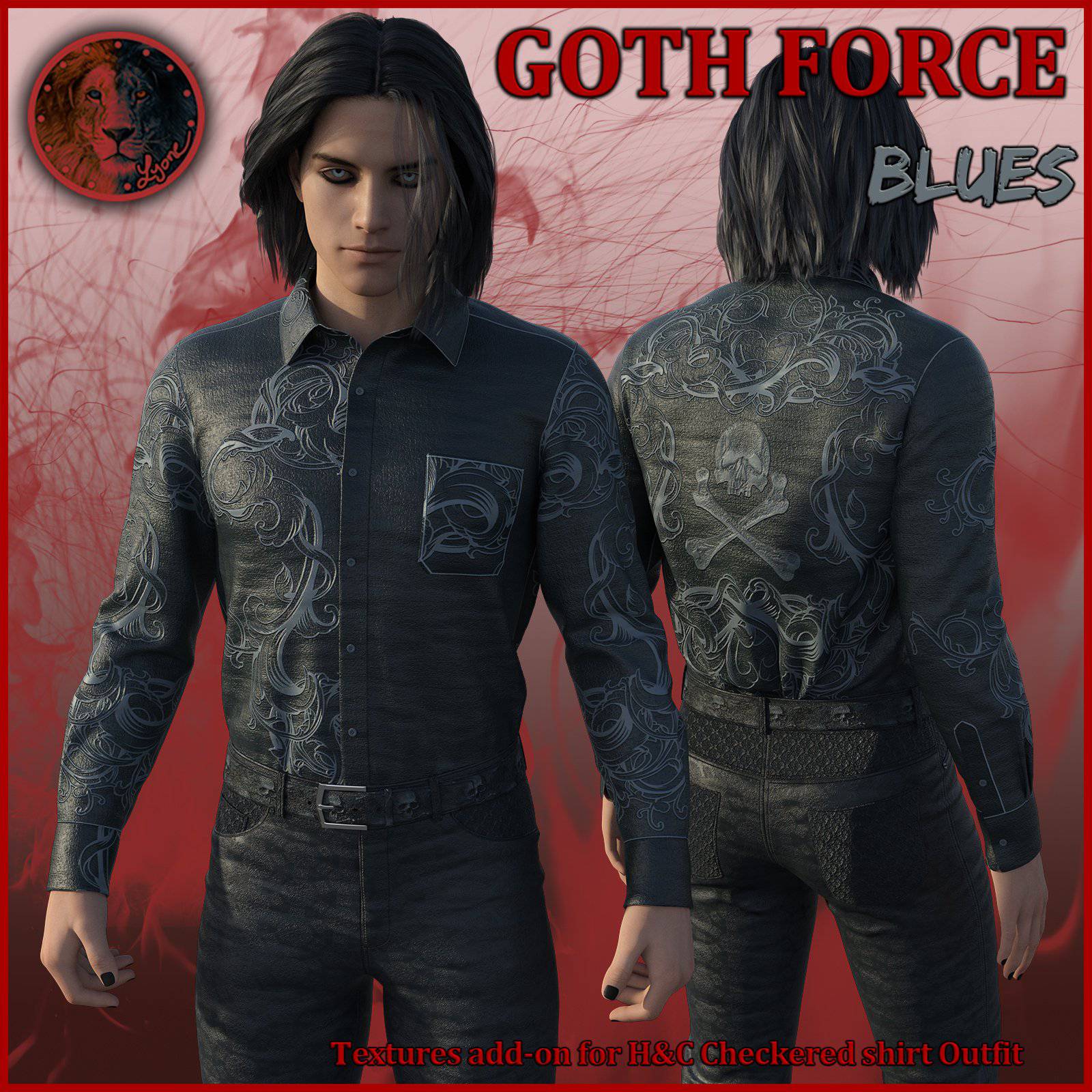 Goth Force blues for H and C Checkered Shirt Outfit for G8M_DAZ3D下载站