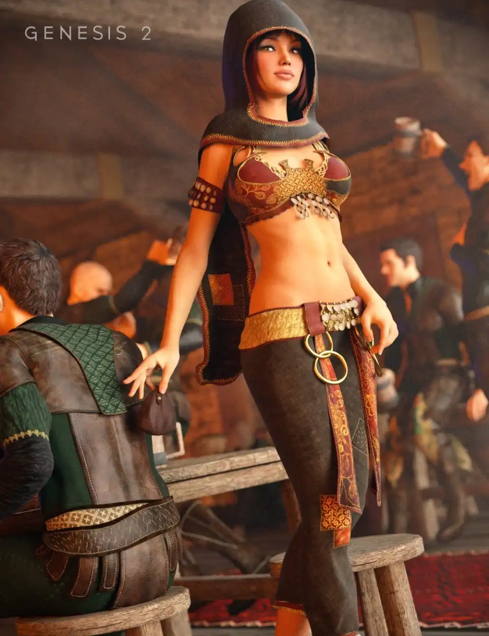 Gypsy Outfit for Genesis 2 Female(s) + Textures_DAZ3DDL