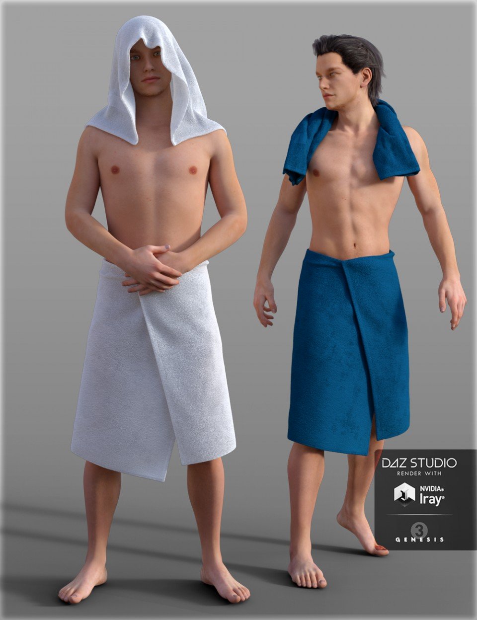 H&C Shower Towel Set for Genesis 3 Male(s)_DAZ3D下载站