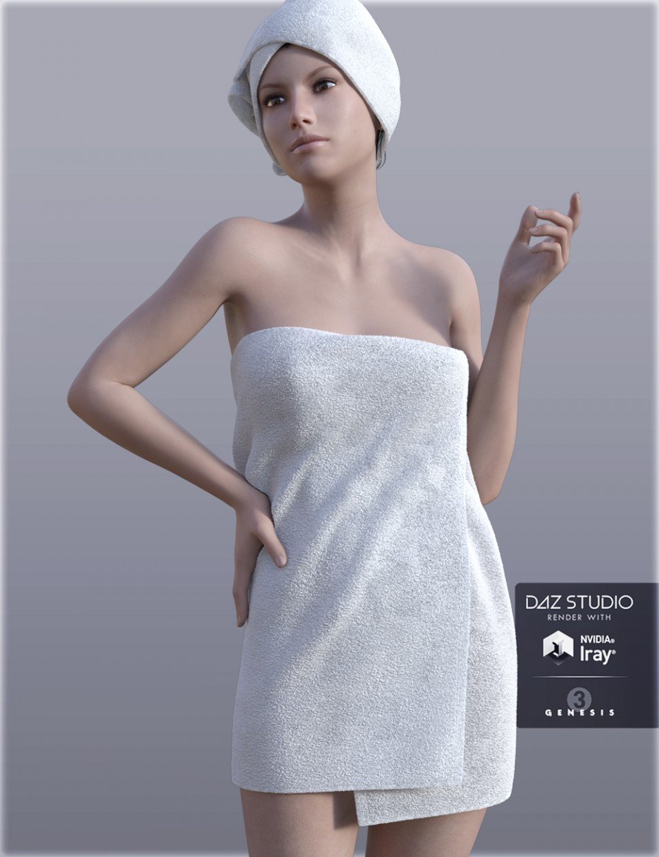 H&C Shower Towel for Genesis 3 Female(s)_DAZ3D下载站