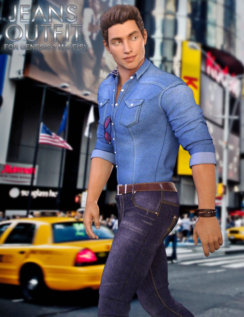 Jeans Outfit for Genesis 3 Male(s)_DAZ3D下载站