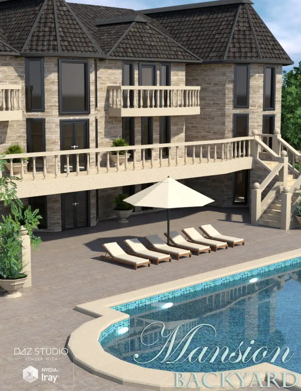 Mansion Backyard_DAZ3D下载站