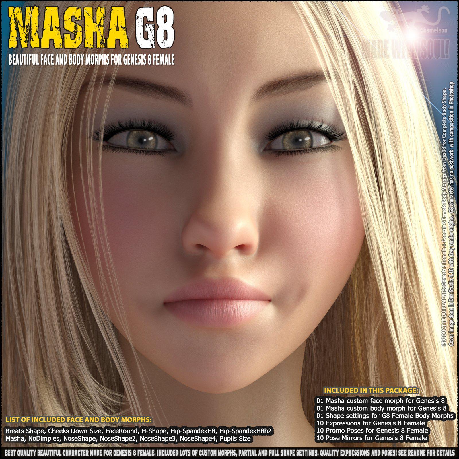 Masha – Beautiful Face and Body morphs for Genesis 8_DAZ3D下载站