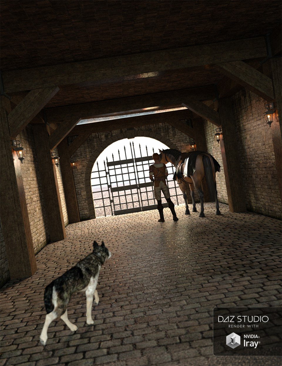 Medieval Hallway_DAZ3D下载站