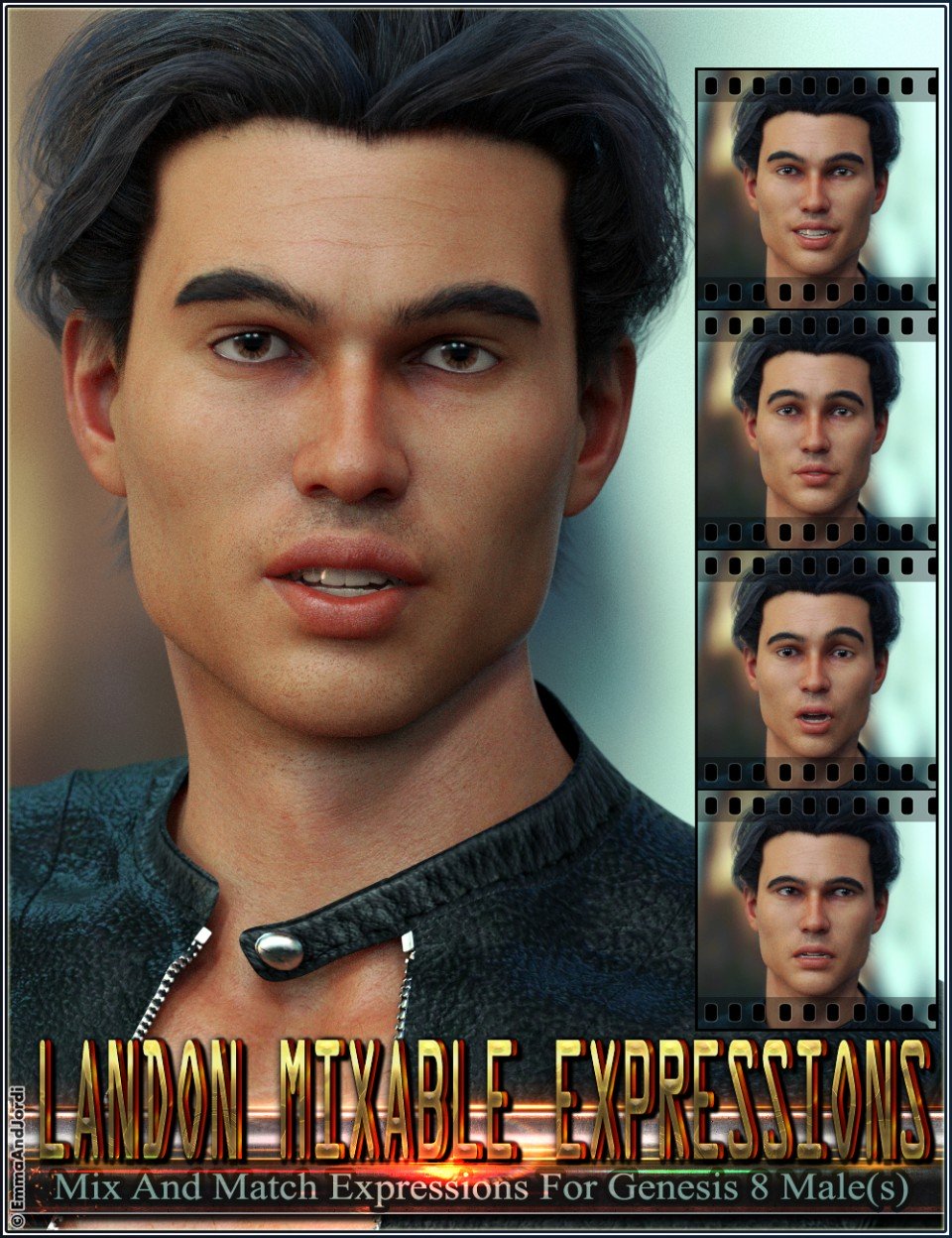 Mixable Expressions for Landon 8 and Genesis 8 Male_DAZ3D下载站