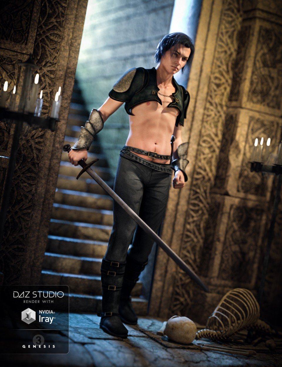 Nocturnal Guard Outfit for Genesis 3 Male(s)_DAZ3D下载站