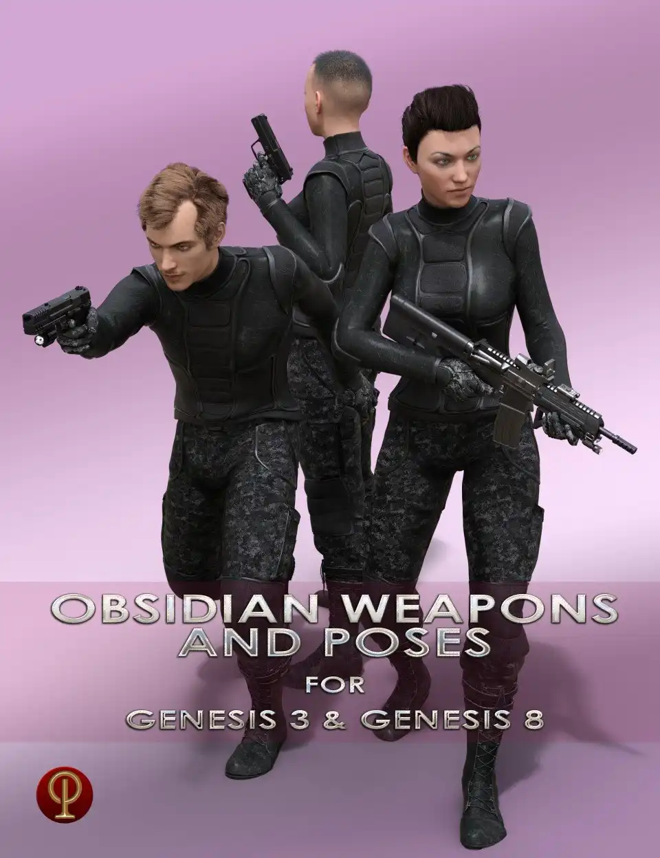 Obsidian Weapons and Poses for Genesis 3 and 8 Male and Female_DAZ3DDL