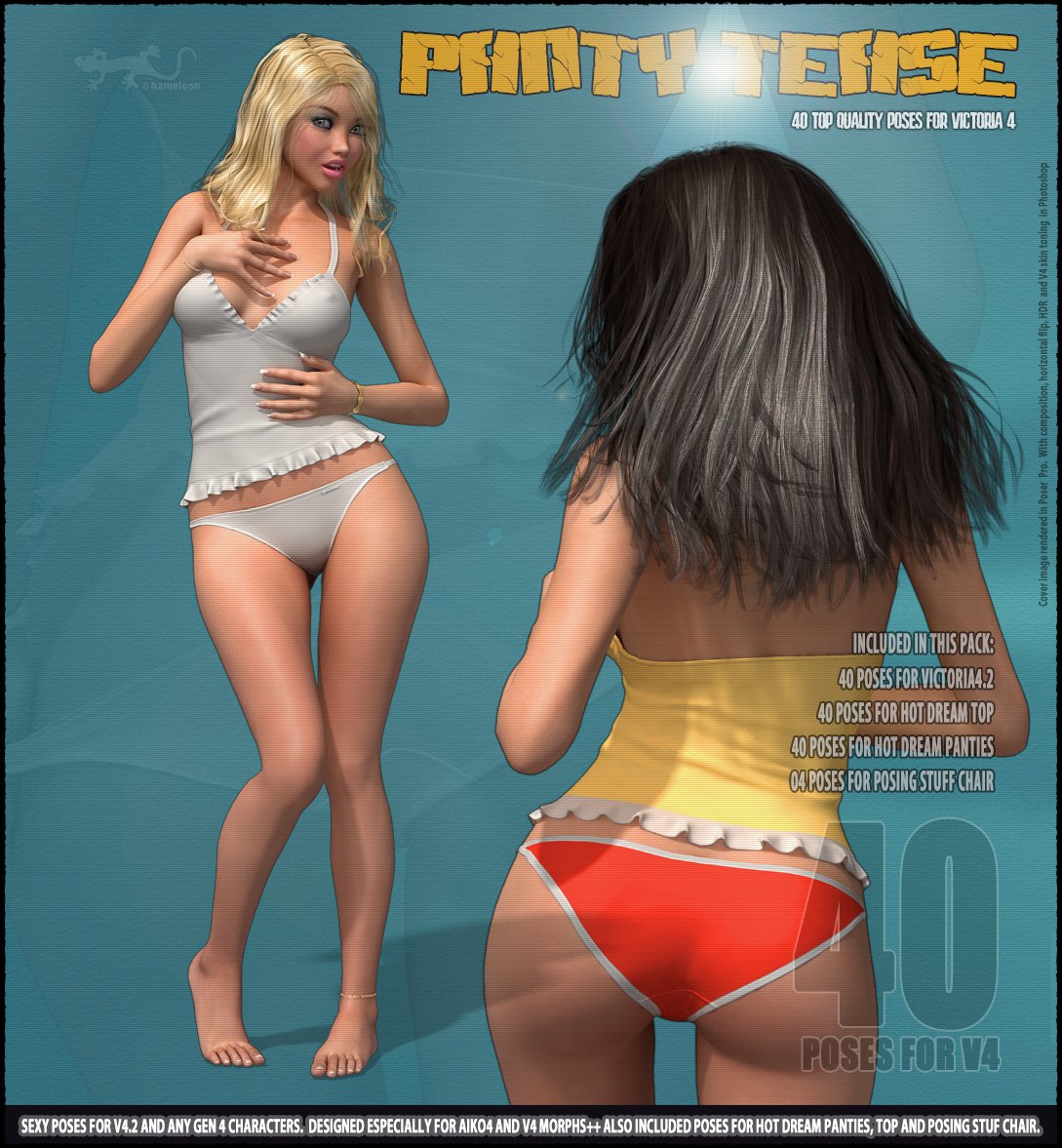 Panty Tease – 40 Poses for V4_DAZ3D下载站