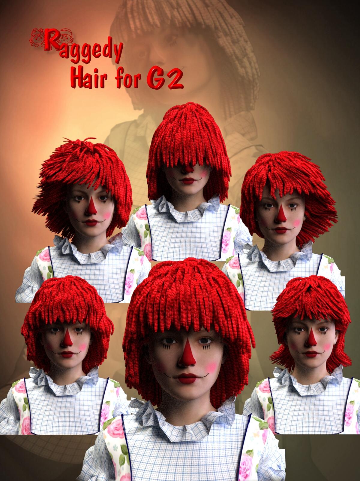 Raggedy Hair for Genesis 2 Males & Females_DAZ3D下载站
