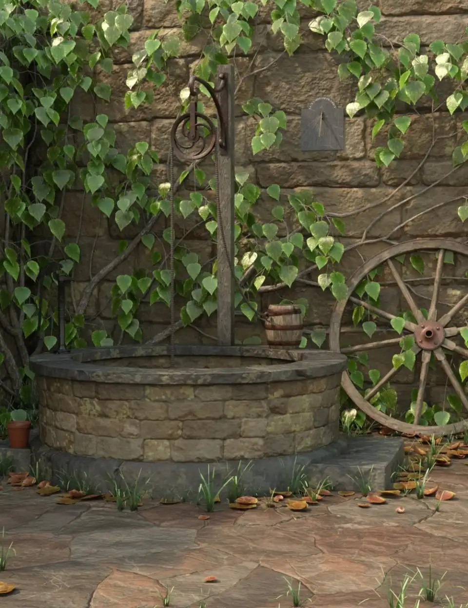 Rustic Well Vignette_DAZ3D下载站