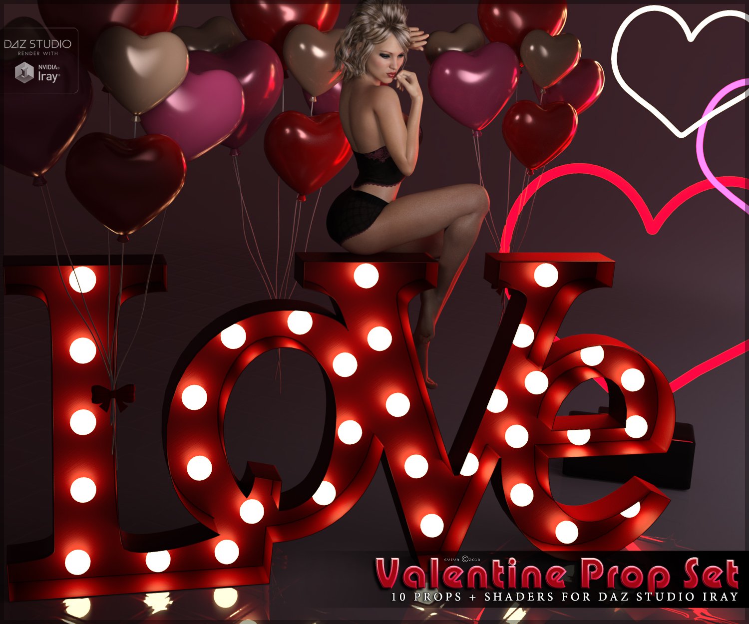 SVs Valentine Prop Set_DAZ3D下载站