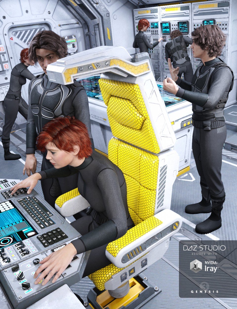 Sci-fi Cockpit Interior Poses G3_DAZ3D下载站