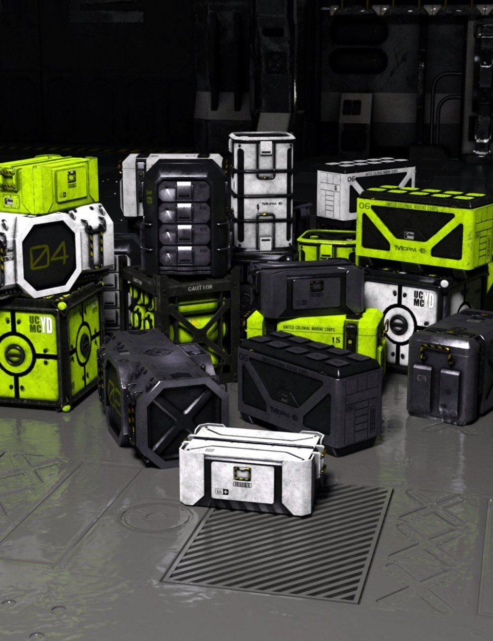 SciFi Crates and Containers Vol 1_DAZ3D下载站