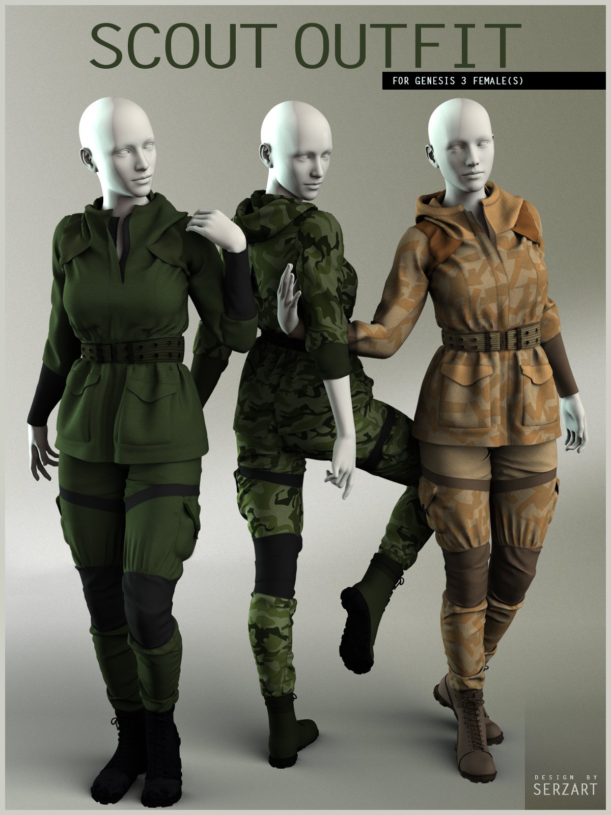 Scout Outfit for Genesis 3 Female_DAZ3D下载站