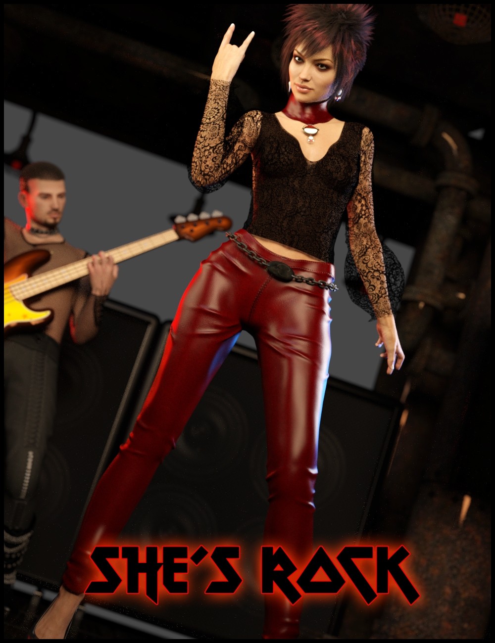 She’s Rock Outfit for Genesis 3 Female(s)_DAZ3D下载站