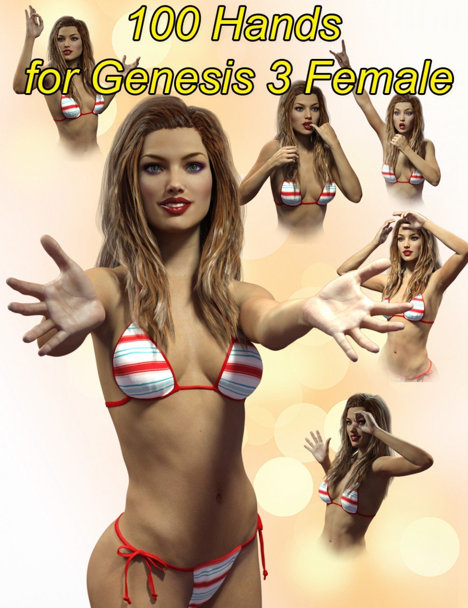 Slide3D 100 Hands for Genesis 3 Female(s)_DAZ3D下载站